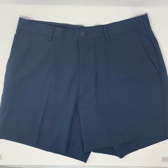 Roundtree & Yorke Navy Blue Work Play Perform Flat Front Men's‎ Shorts Size W36 - Picture 1 of 8